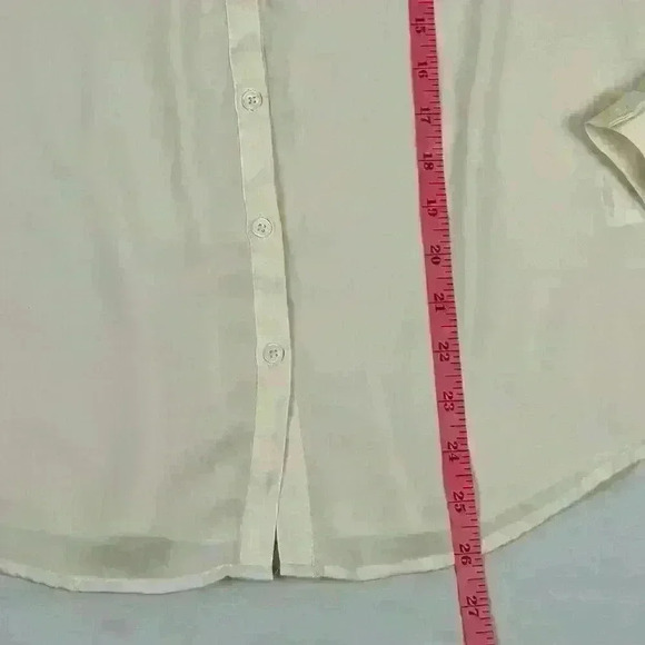 Modcloth Womens Medium Ivory Button Up Blouse Polyester Long Sleeve Ruched Back - Picture 4 of 13